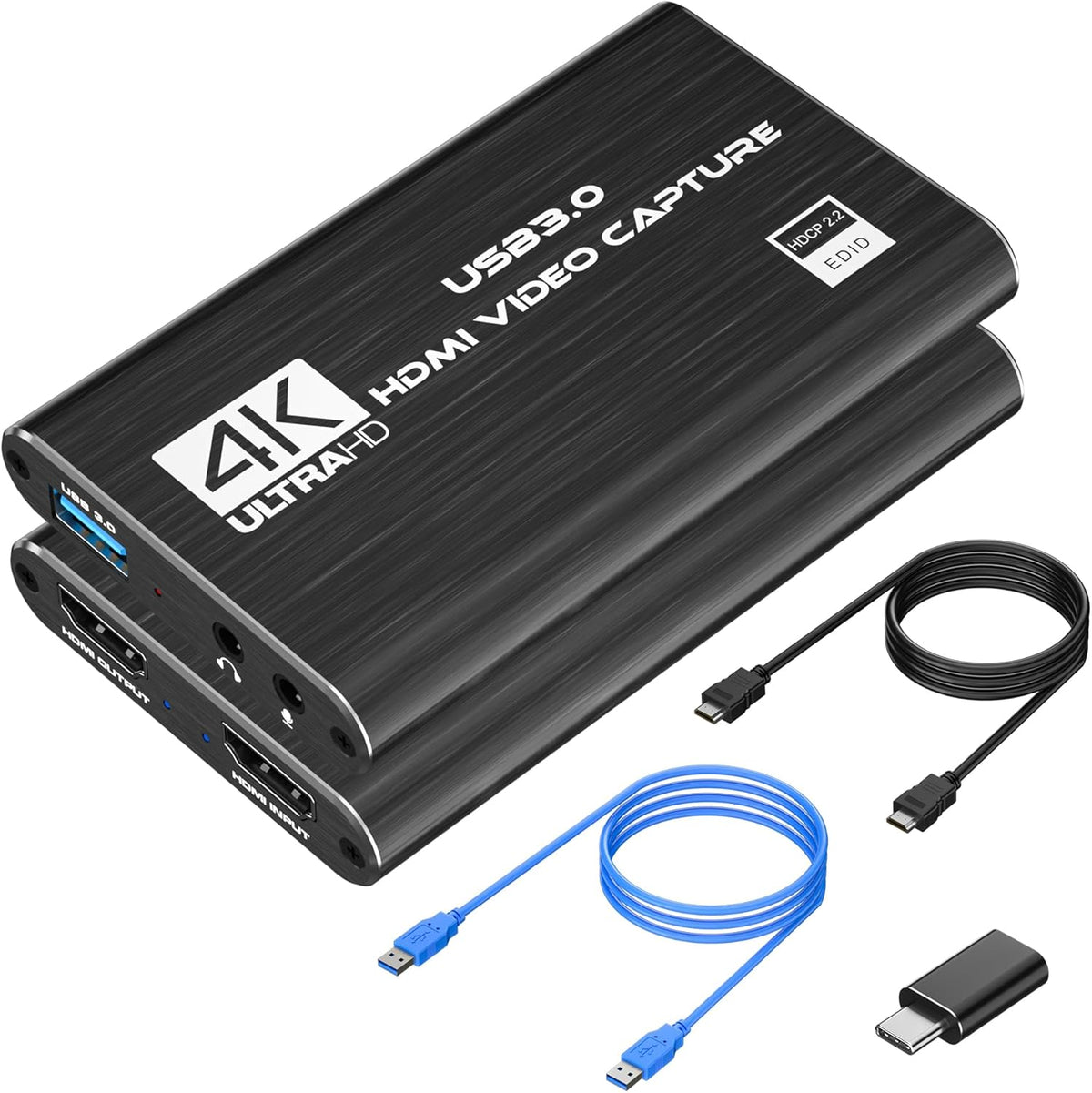 Capture Card, 4K HDMI Video Capture Card, Game Capture Card, 1080P 60FPS Video Capture Device, HDMI to USB 3.0 Capture Card for Streaming, Work with Camera/Xbox/PS4/PS5/PC/OBS