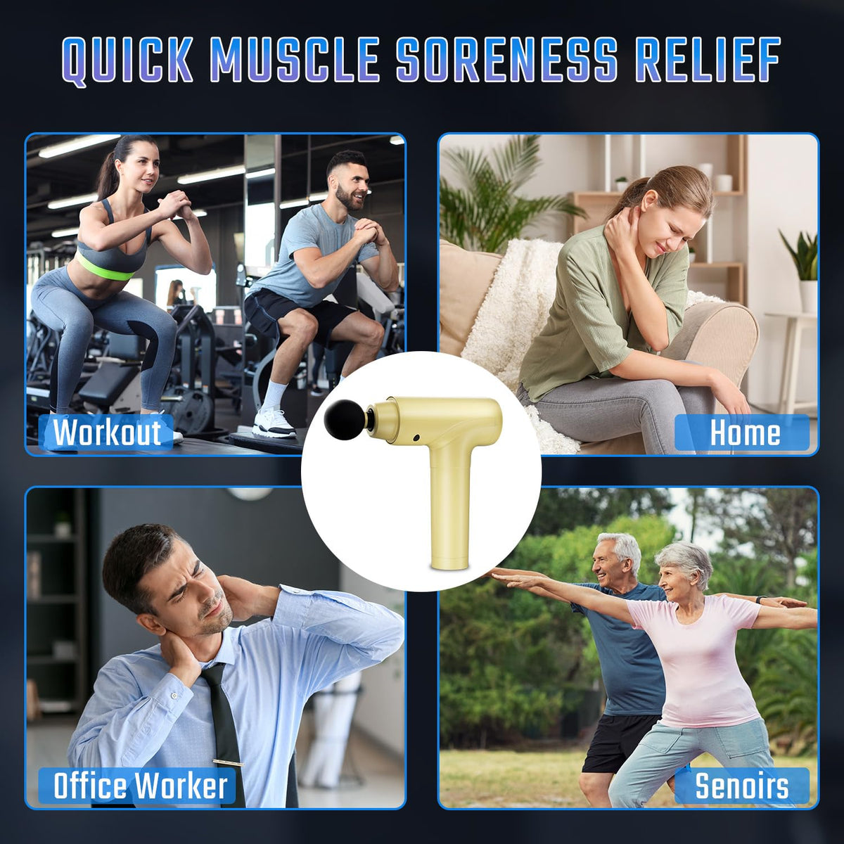 cotsoco Massage Gun Deep Tissue, Muscle Massage Gun with 9 Attachment Heads 20 Speeds & Silent Brushless Motor for Pain Relief, Handheld Percussion Back Massager Gun,Gift for Mom/Dad