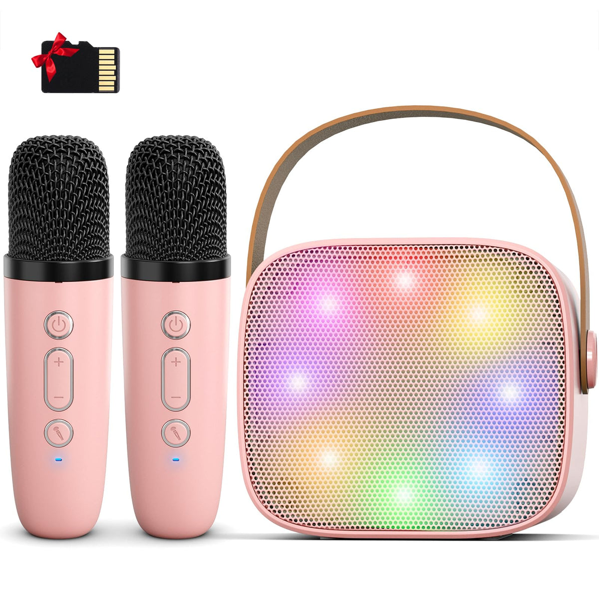 Mini Karaoke Machine for Kids Adults, Portable Bluetooth Karaoke Speaker with 2 Wireless Microphones for Girls Boys 3-11,12+ Years Old, Gifts for Family Home Birthday Party