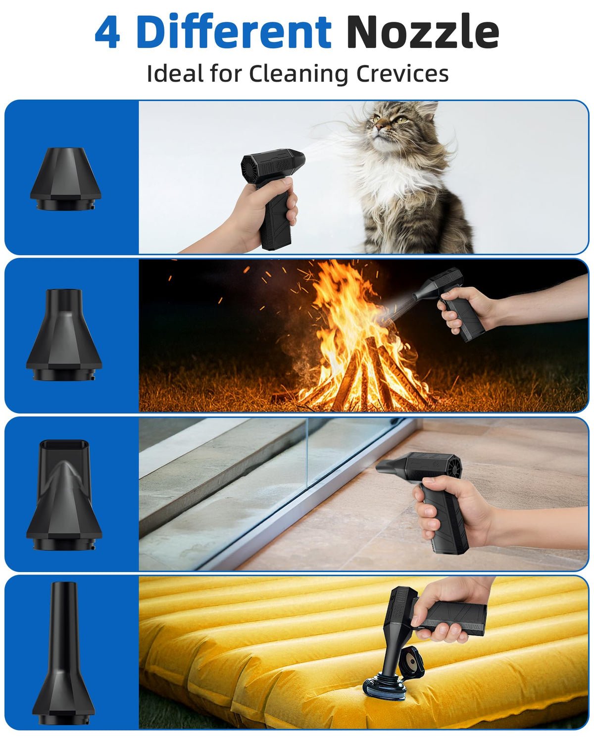 Compressed Air Duster - Electric Air Duster Super Power 130000RPM, 3-Gear Adjustable Mini Duster Blower with Fast Charging, Air Duster Rechargeable for Computer, Keyboard Cleaner, House, Outdoor, Car