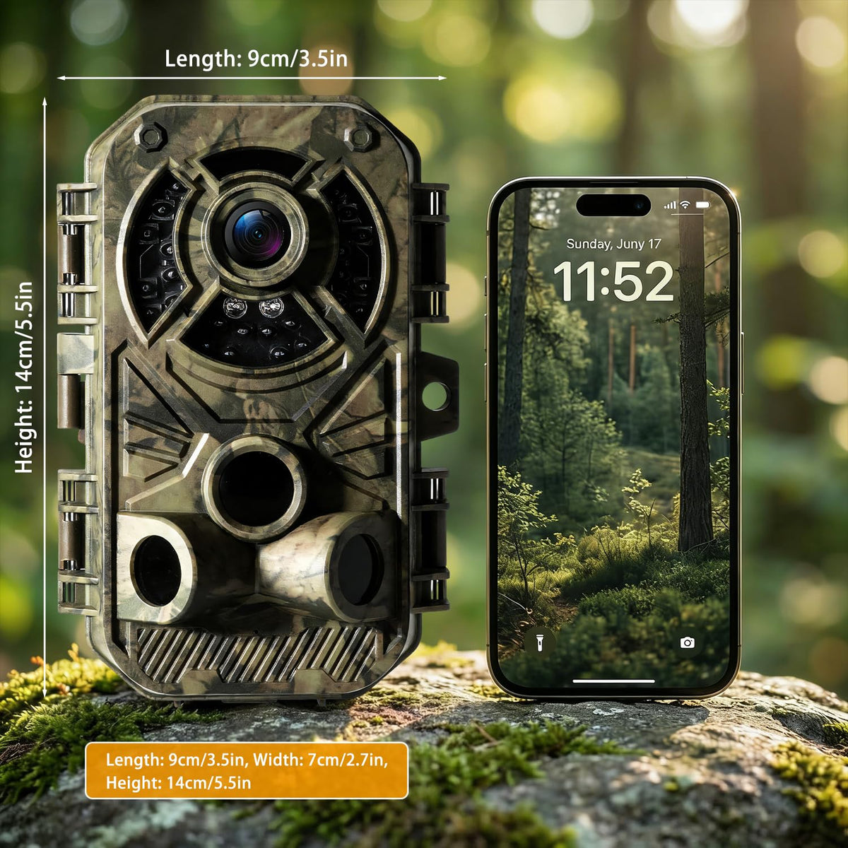 Digitgarden Trail Camera 32MP 2.7K, Mini Game Camera with Night Vision, Motion Activated 0.2s Trigger, 120° Wide Angle, Waterproof No Glow Infrared, Hunting Camera with 32GB Card, 2.0” HD Screen
