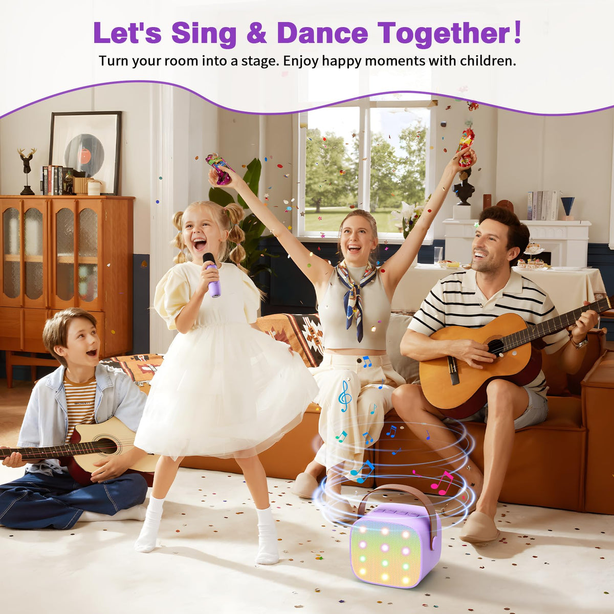 Mini Karaoke Machine with 2 Wireless Microphones, 2026 TOP Kids Portable Bluetooth Karaoke Machine for 3, 4, 5, 6, 7, 8, 9,10,11,12+Year Old, Christmas Birthday Gifts for Girls Boys Adults Home Party-purple