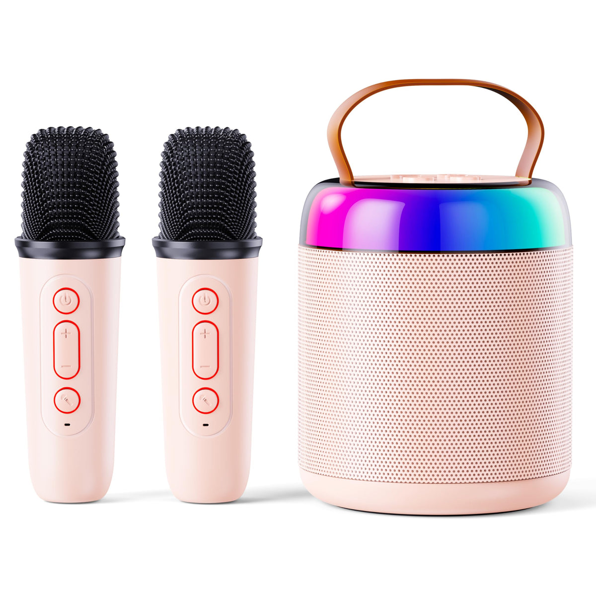 Wireless Portable Bluetooth Karaoke Machine for  Kids Adults（Pink)