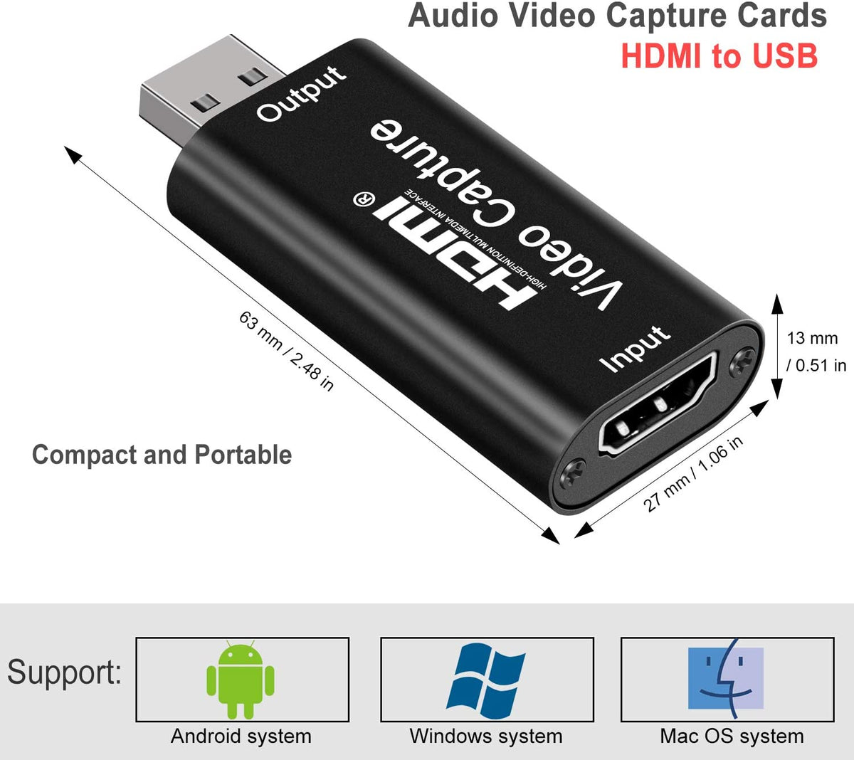 USD2.0 Audio Video Capture Cards HDMI Video Capture HDMI to USB
