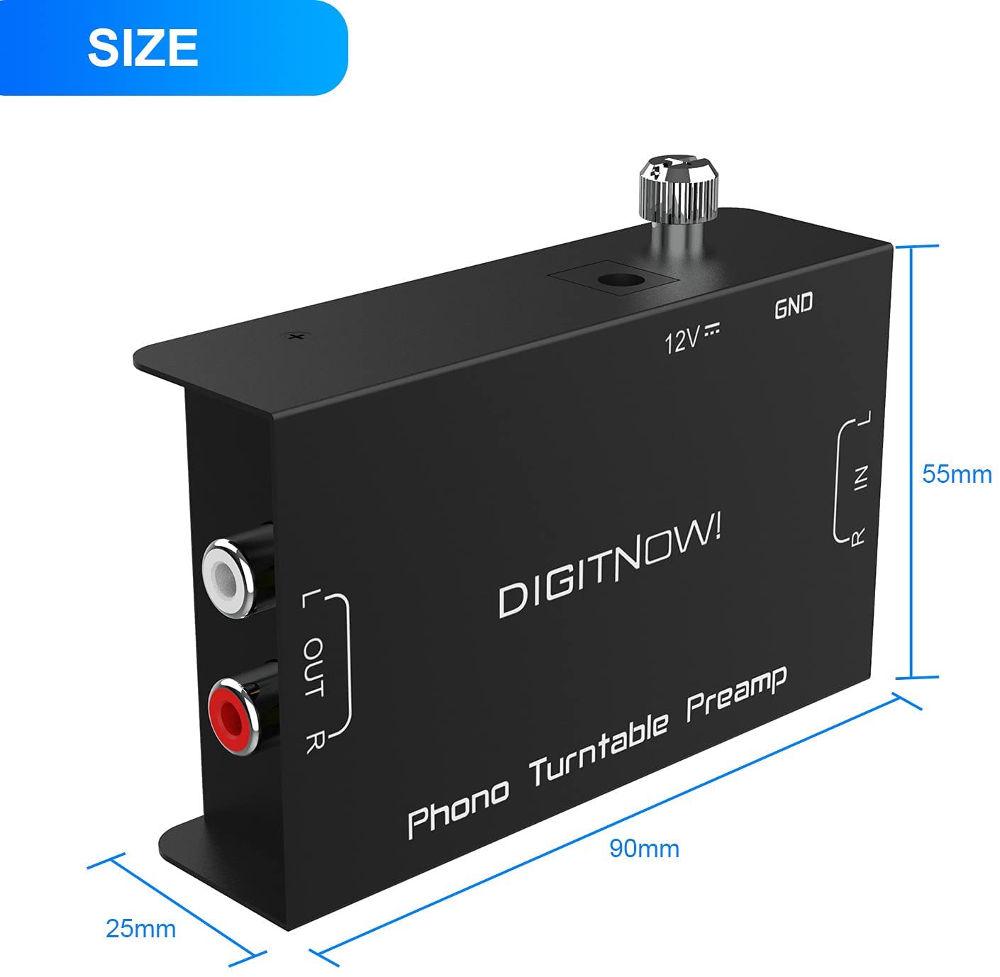 Phono Preamp for Turntable Record Play with 12 Volt DC Adapter-Black