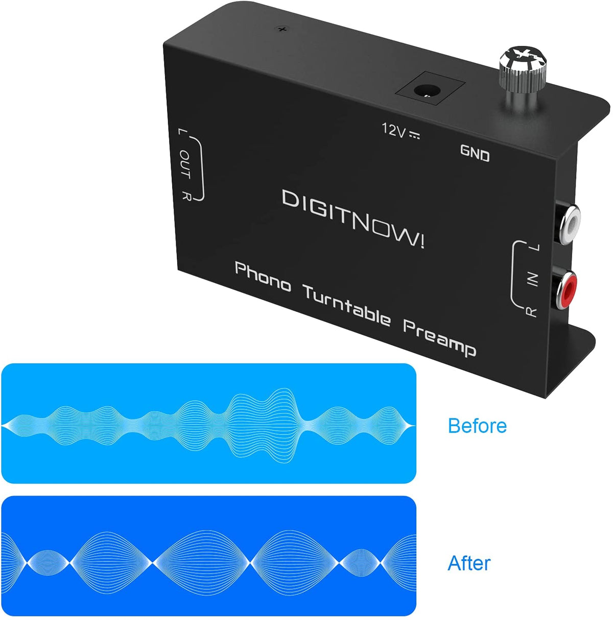 Phono Preamp for Turntable Record Play with 12 Volt DC Adapter-Black