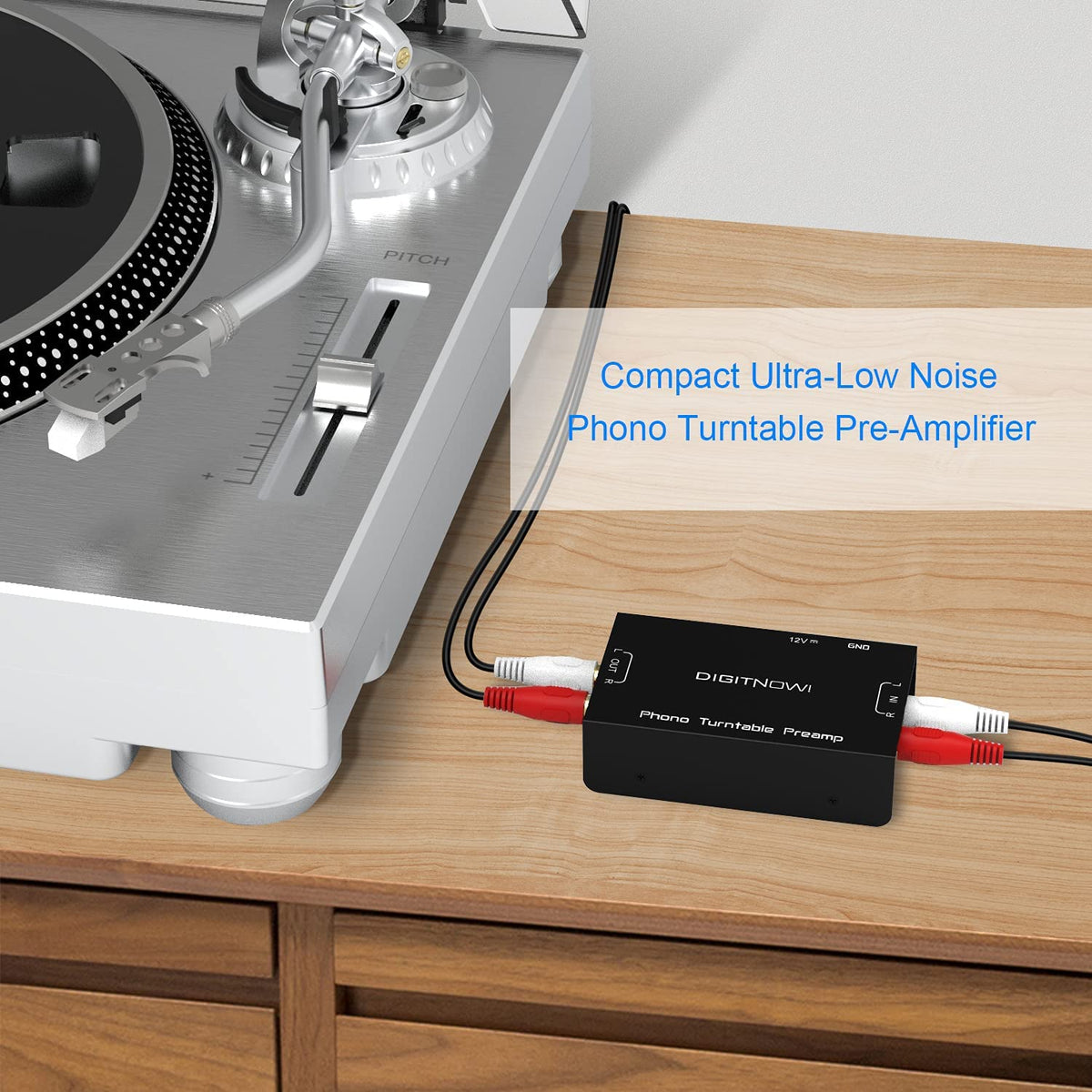 Phono Preamp for Turntable Record Play with 12 Volt DC Adapter-Black