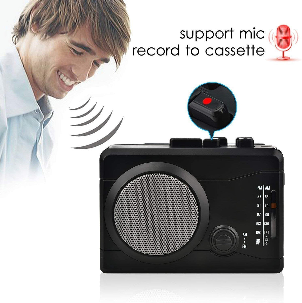 DIGITNOW USB Cassette Player Personal Audio Recorder Built-in Speaker, Radio Recording Cassette Tape to Digital MP3 Converter